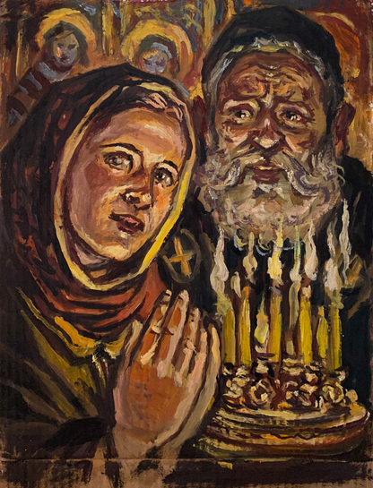 Oil painting In the temple Alexander Arkadievich Litvinov