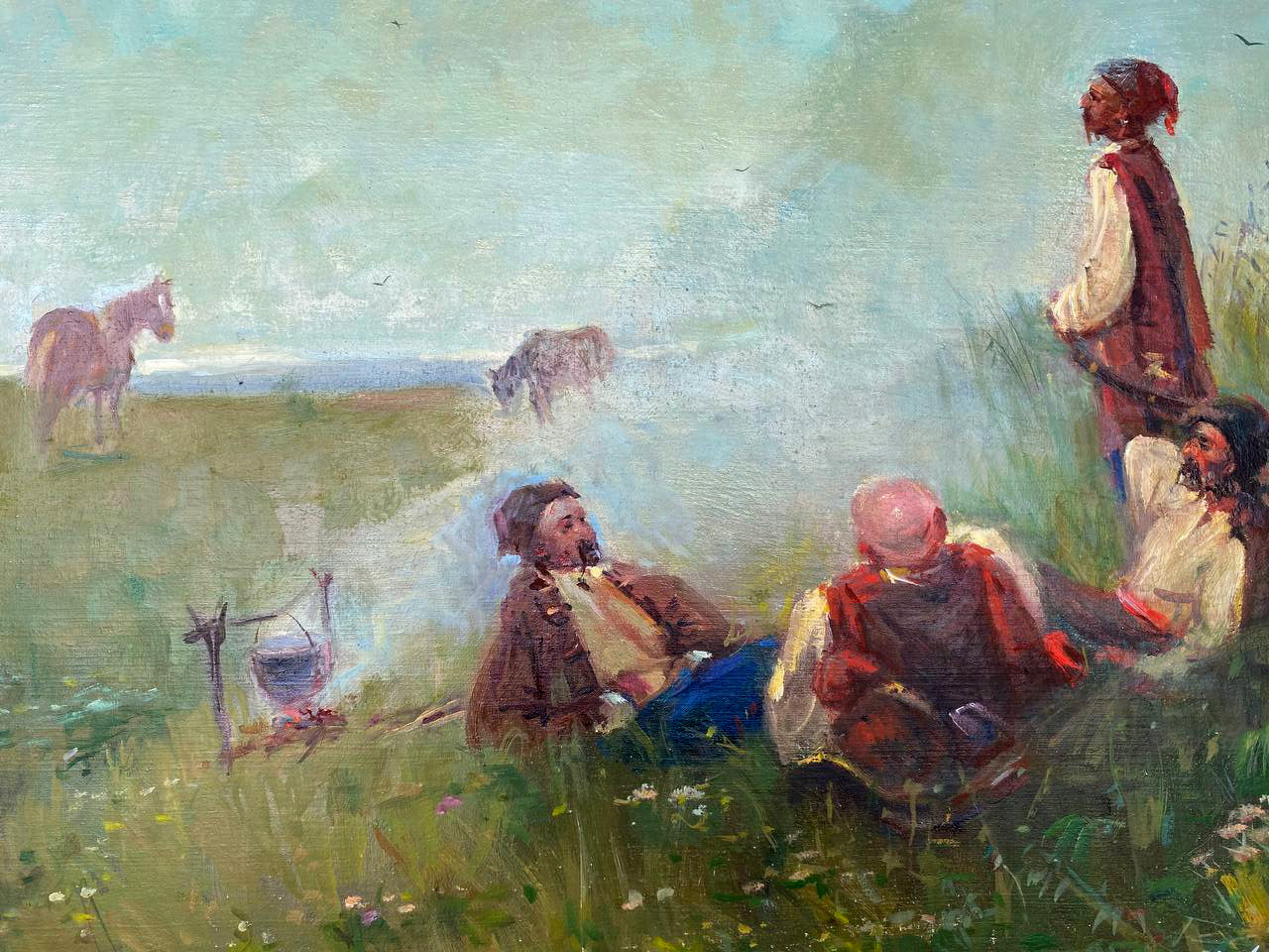 Oil painting Cossacks on the road Nestor Mitrofanovich Kizenko