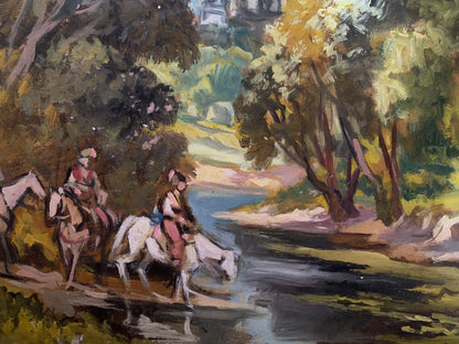 Litvinov's oil painting captures a scene near a ford, likely a river crossing