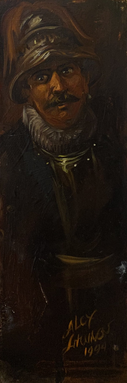 Oil painting Portrait of a hussar warrior Alexander Litvinov