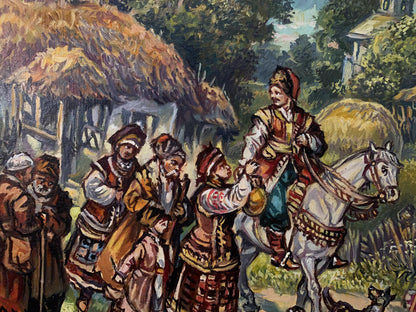 Oil painting Seeing off the Cossacks Alexander Arkadievich Litvinov