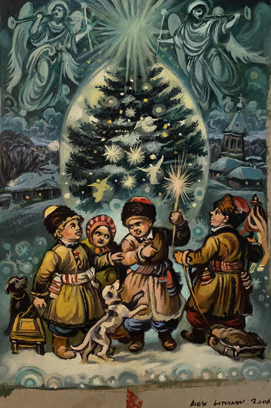 Oil painting Christmas Alexander Arkadievich Litvinov
