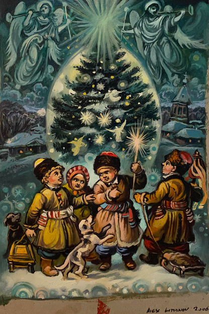 Oil painting Christmas Alexander Arkadievich Litvinov