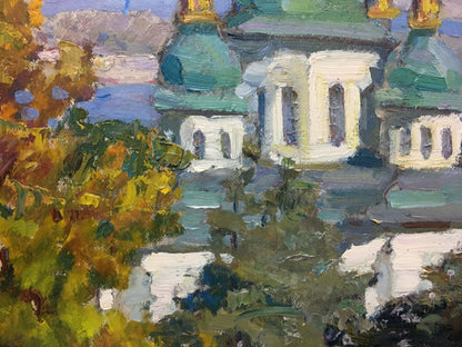 Oil painting Landscape with a church I. V. Kisil