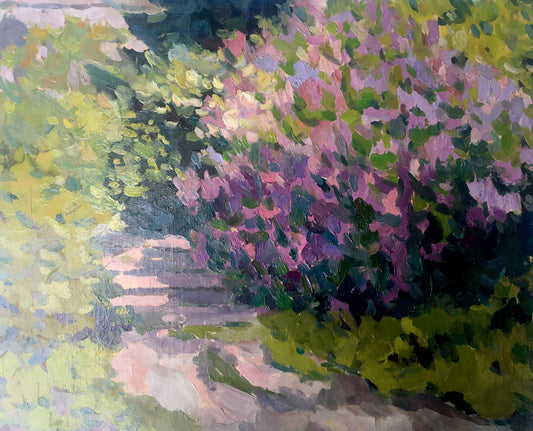 Oil painting Home garden Peter Dobrev