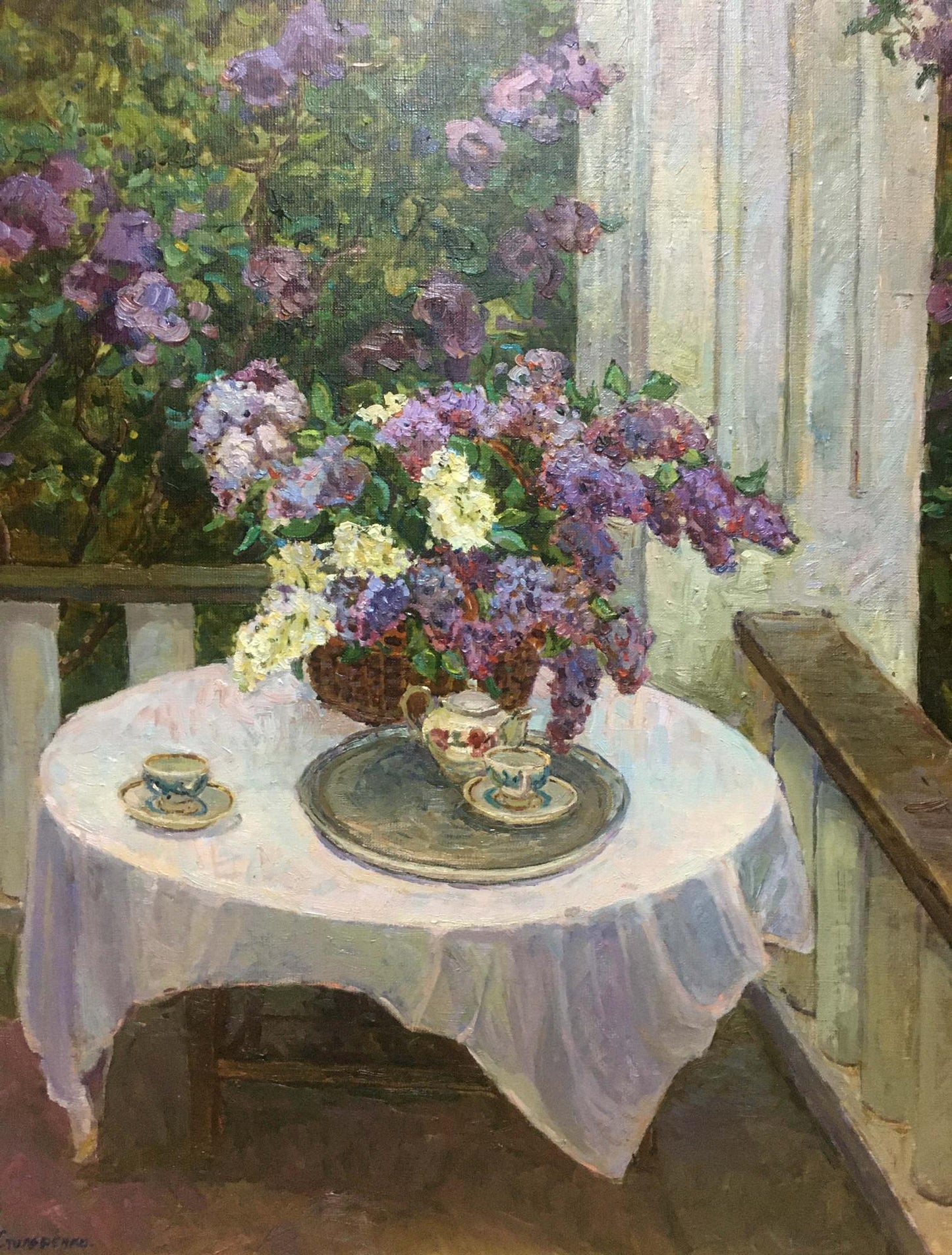 Oil painting Flowers on the balcony Alexey Stolyarenko