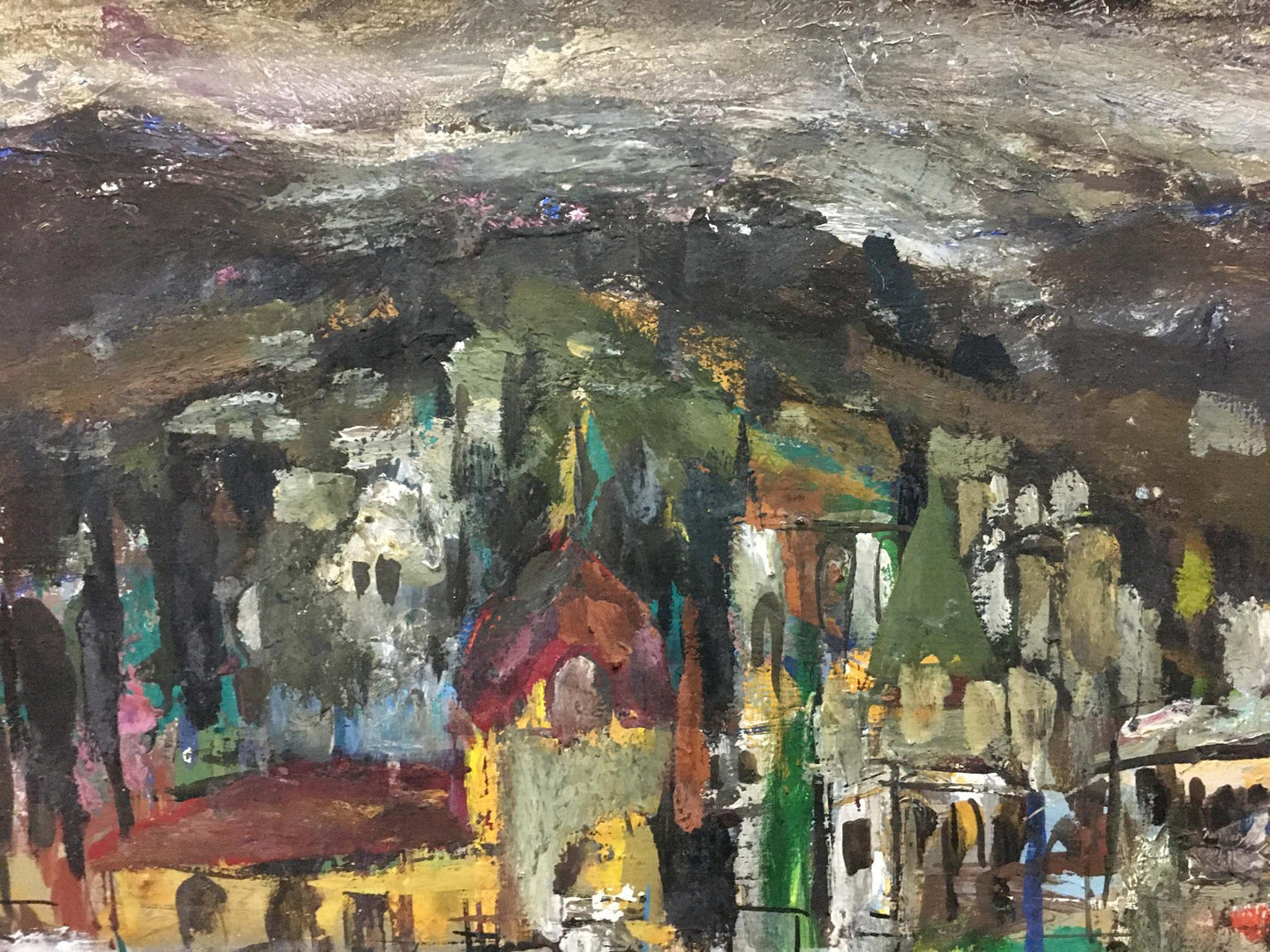 Oil painting City in abstraction Zebek Vladimir Evgenievich