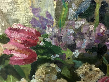 Oil painting Tulips and lilacs Adalbert Mikhailovich Erdeli