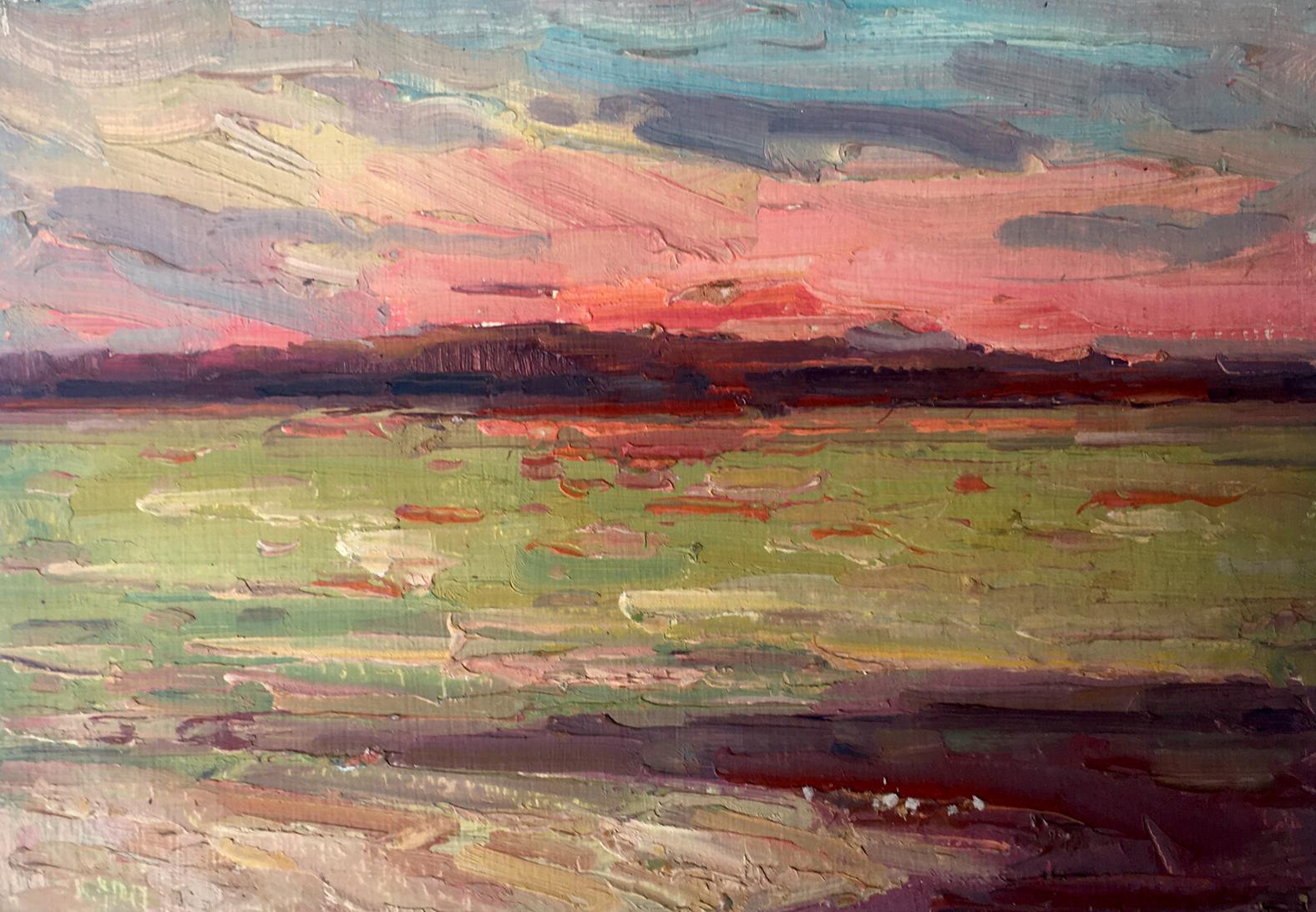 Oil painting Sunset on the sea Peter Dobrev