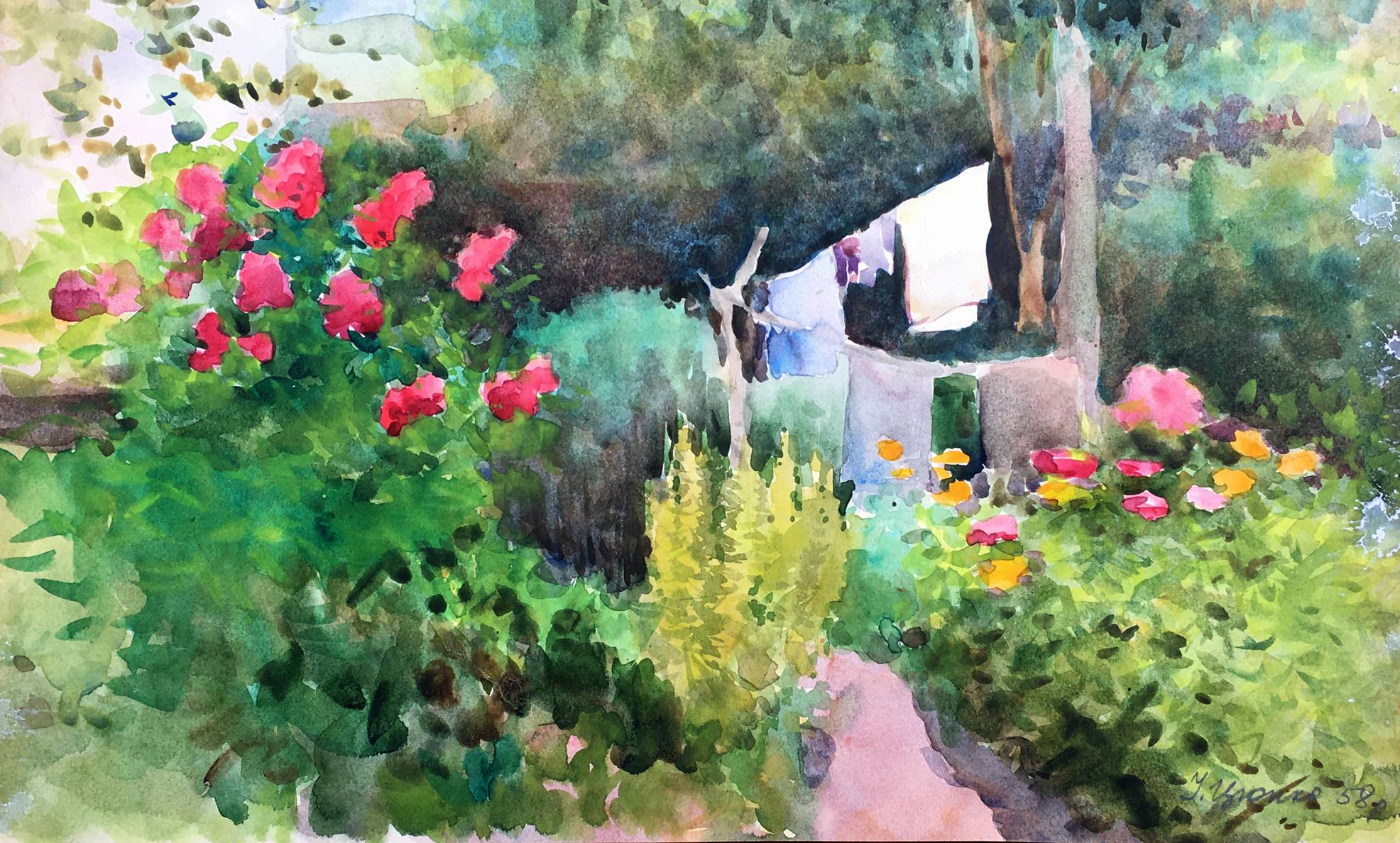 Watercolor painting In the garden Tsyupka Ivan Kirillovich