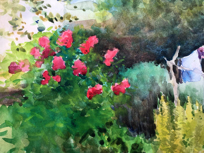 Watercolor painting In the garden Tsyupka Ivan Kirillovich