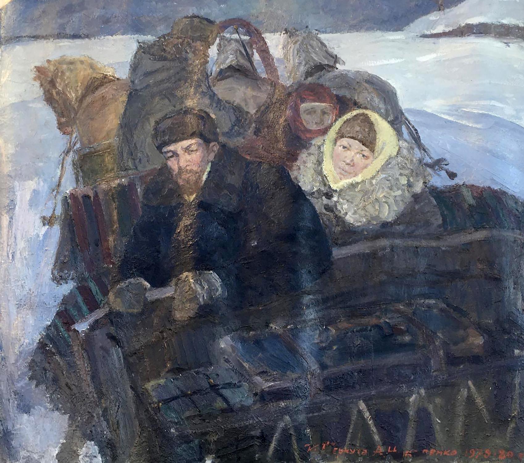 Social realism oil painting Goodbye Shusha Berkuta Kommunar Savelievich Nikolenko Alexander Vasilievich