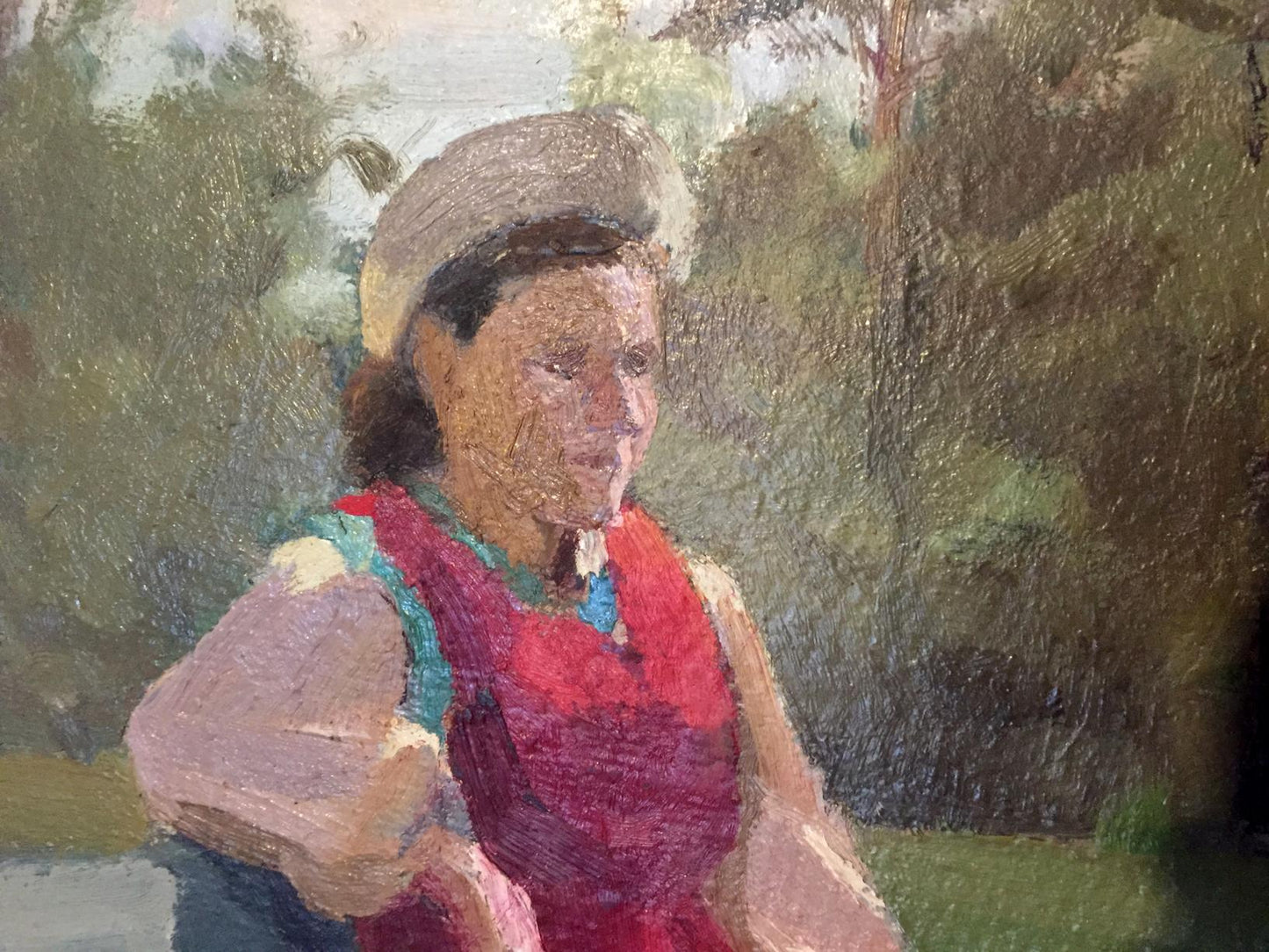 Oil painting Woman in the park Leonid Mikhailovich Stil