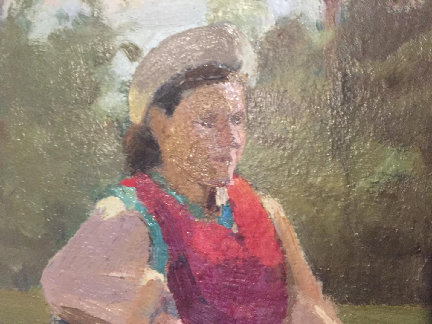 Oil painting Woman in the park Leonid Mikhailovich Stil