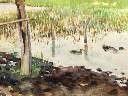 Watercolor painting River landscape Tsyupka Ivan Kirillovich