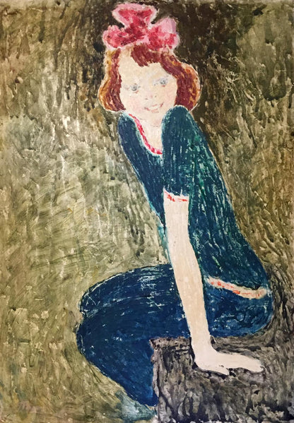 Oil painting Joyful girl
