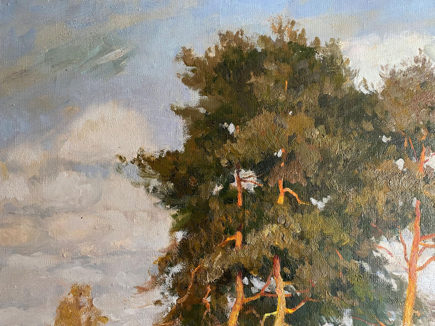Oil painting Autumn Riverside Scene Alexander Mynka