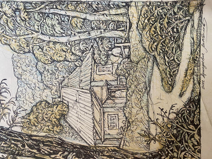 Pencil, Ink, painting Willow landscape Litvinov Oleg Arkad'yevich