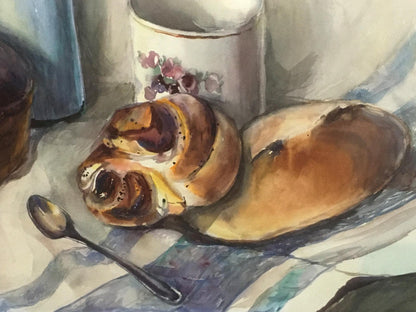 Watercolor painting Pies and milk Irina Palazhchenko