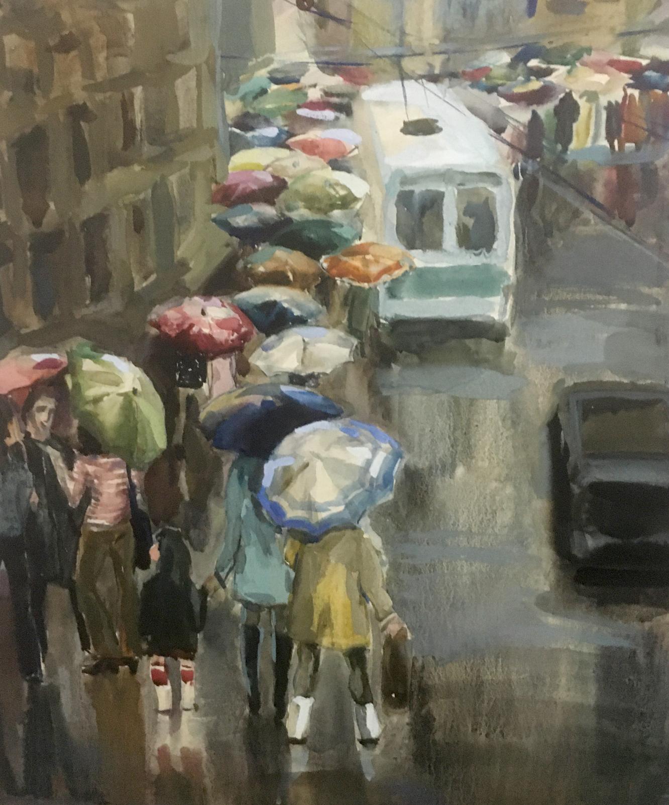 Watercolor painting Rain Palazhchenko Irina