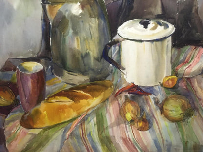 Watercolor painting Food on the table Palazhchenko Irina