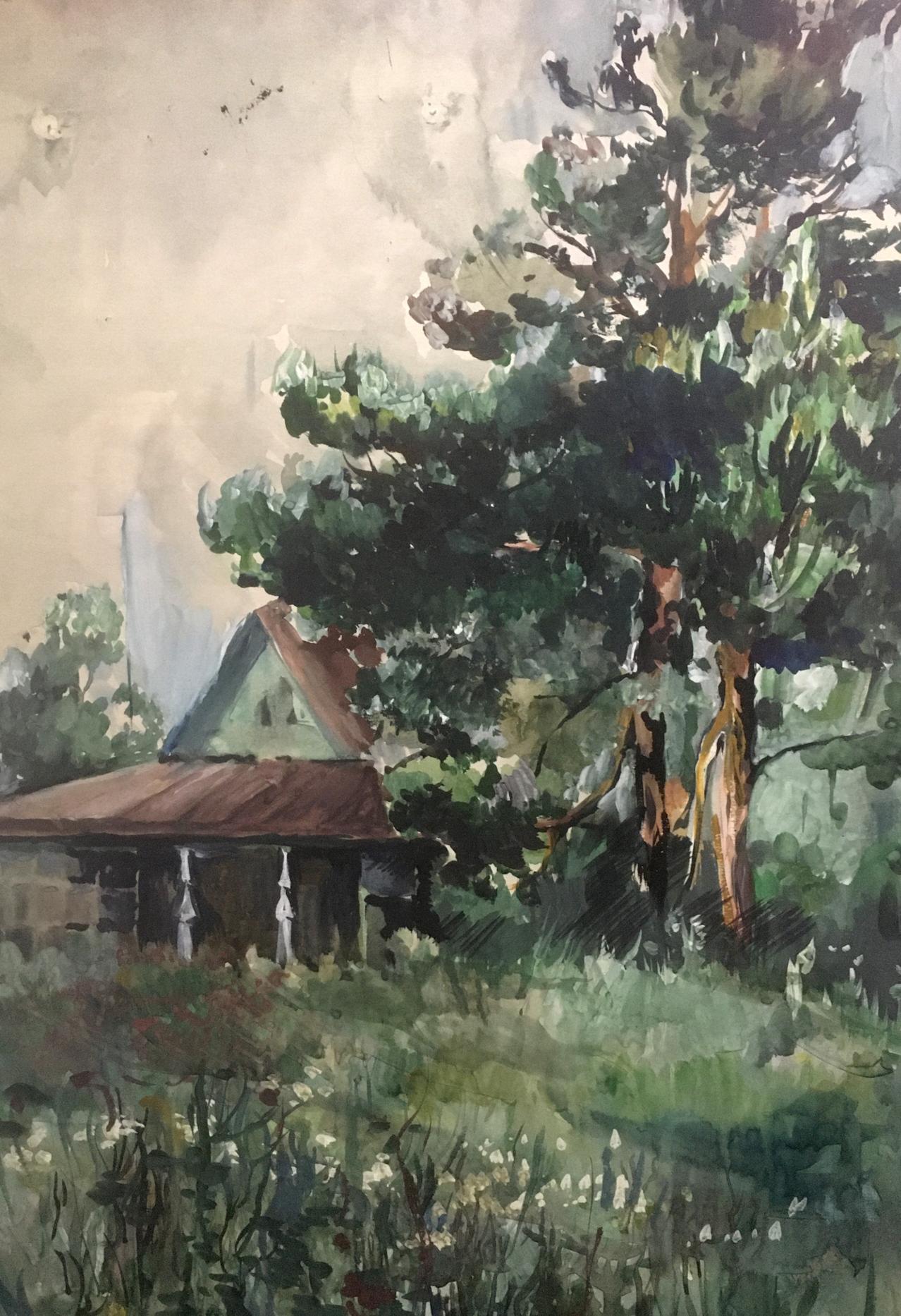 Watercolor painting House on the outskirts Palazhchenko Irina