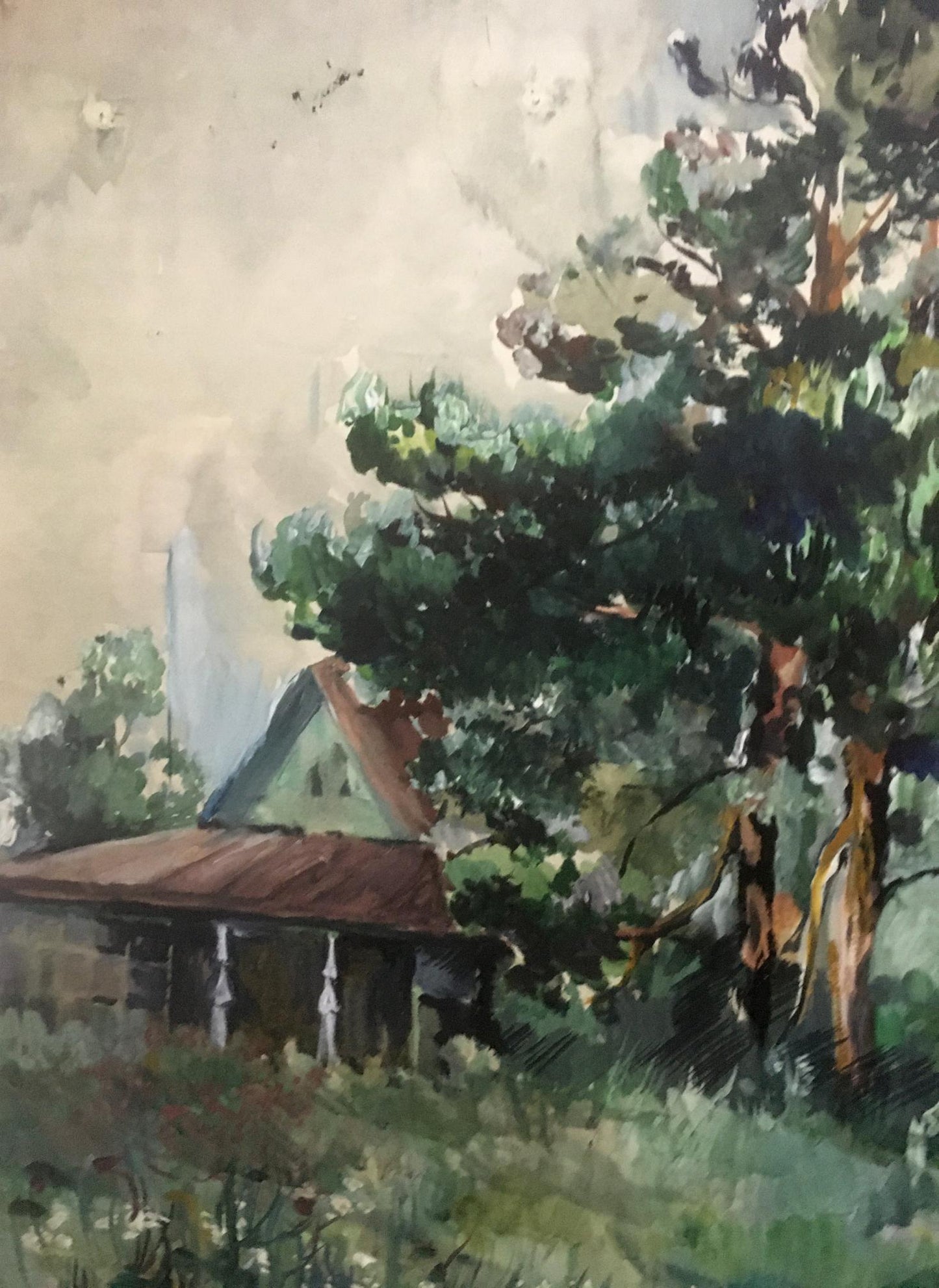 Watercolor painting House on the outskirts Palazhchenko Irina