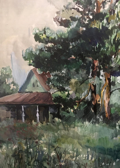 Watercolor painting House on the outskirts Palazhchenko Irina