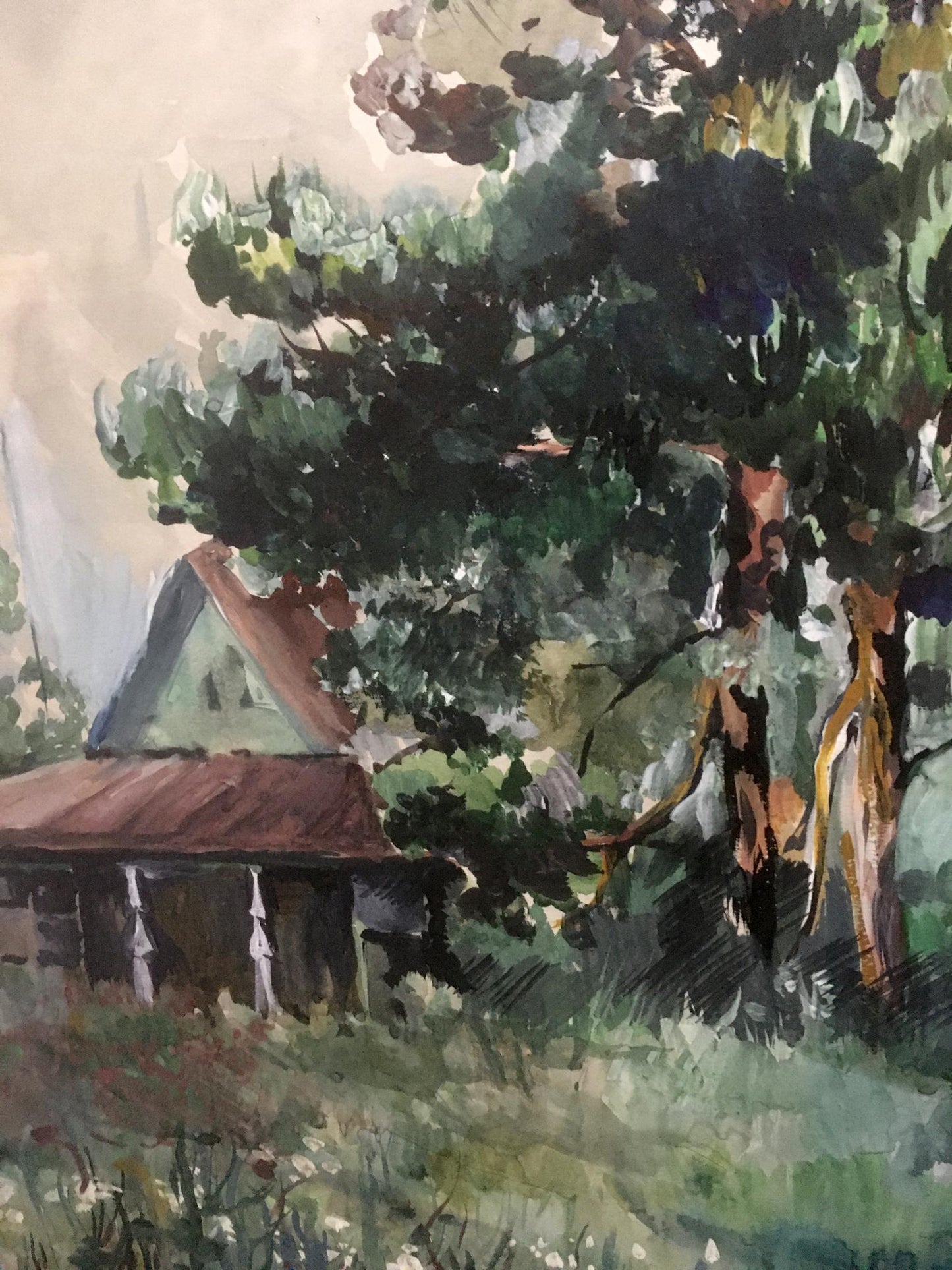 Watercolor painting House on the outskirts Palazhchenko Irina