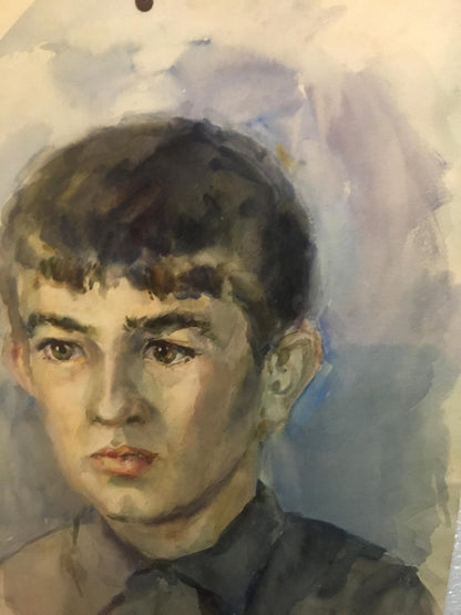 Watercolor painting Portrait of a boy Palazhchenko Irina