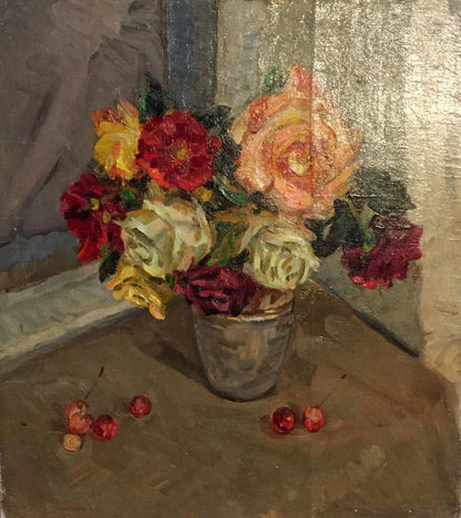 Oil painting Roses Kolomoitsev Petr Mikhailovich