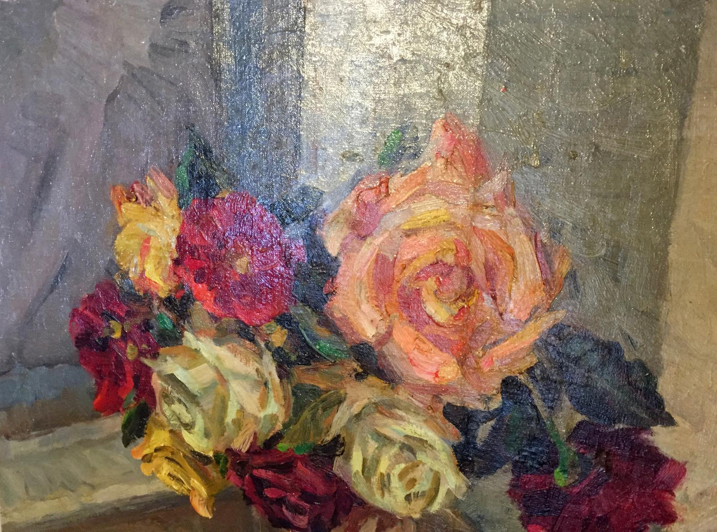 Petr Mikhailovich Kolomoitsev's oil painting captures the elegance of roses