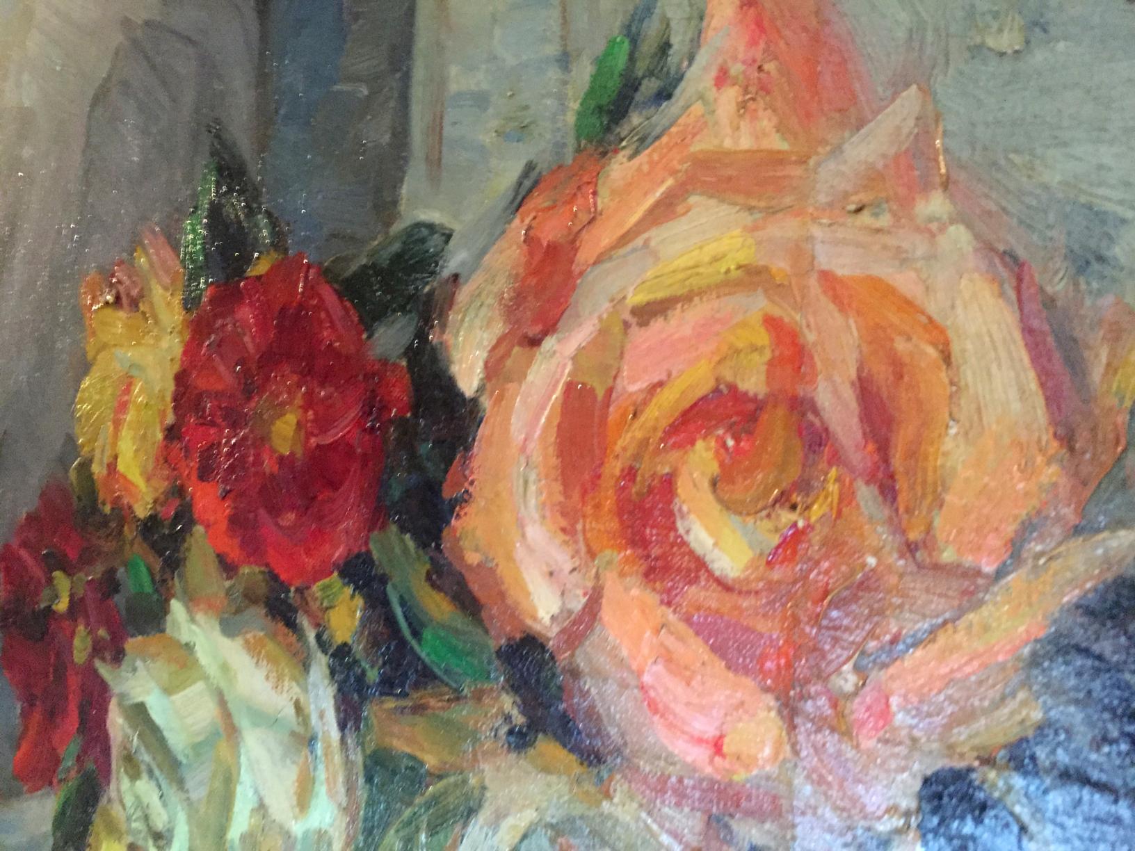 Petr Mikhailovich Kolomoitsev's "Roses" in oil