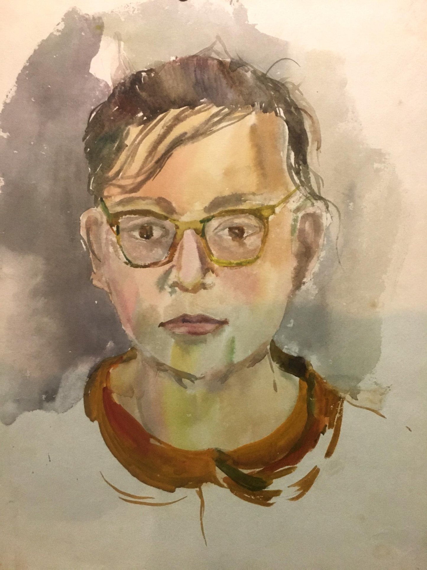 Watercolor painting Portrait of a guy with glasses Irina Palazhchenko