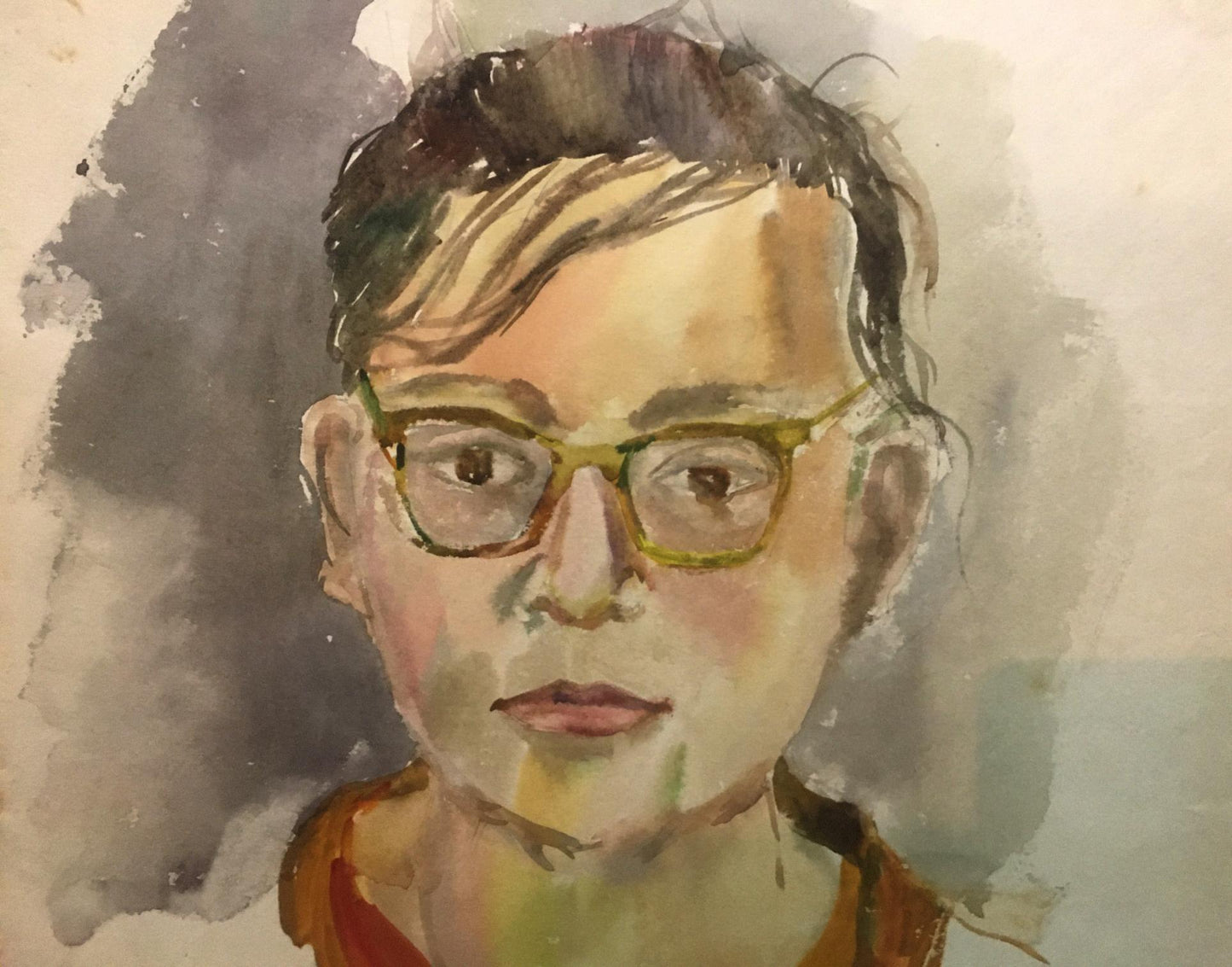 Watercolor painting Portrait of a guy with glasses Irina Palazhchenko