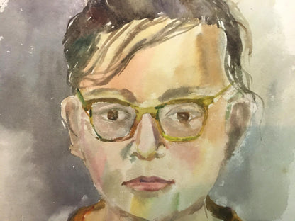 Watercolor painting Portrait of a guy with glasses Irina Palazhchenko