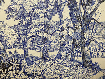 Color Ink, painting Blue Landscape Litvinov Oleg Arkad'yevich