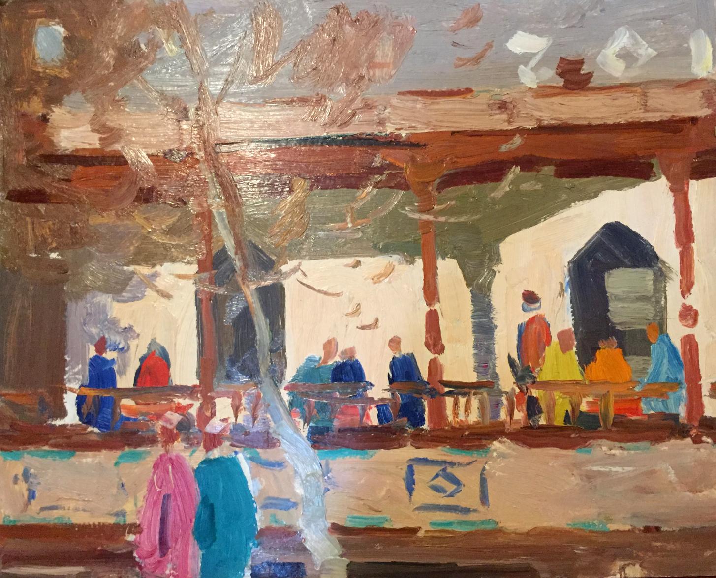 Oil painting Meeting people Konovalov Yuri Alexandrovich