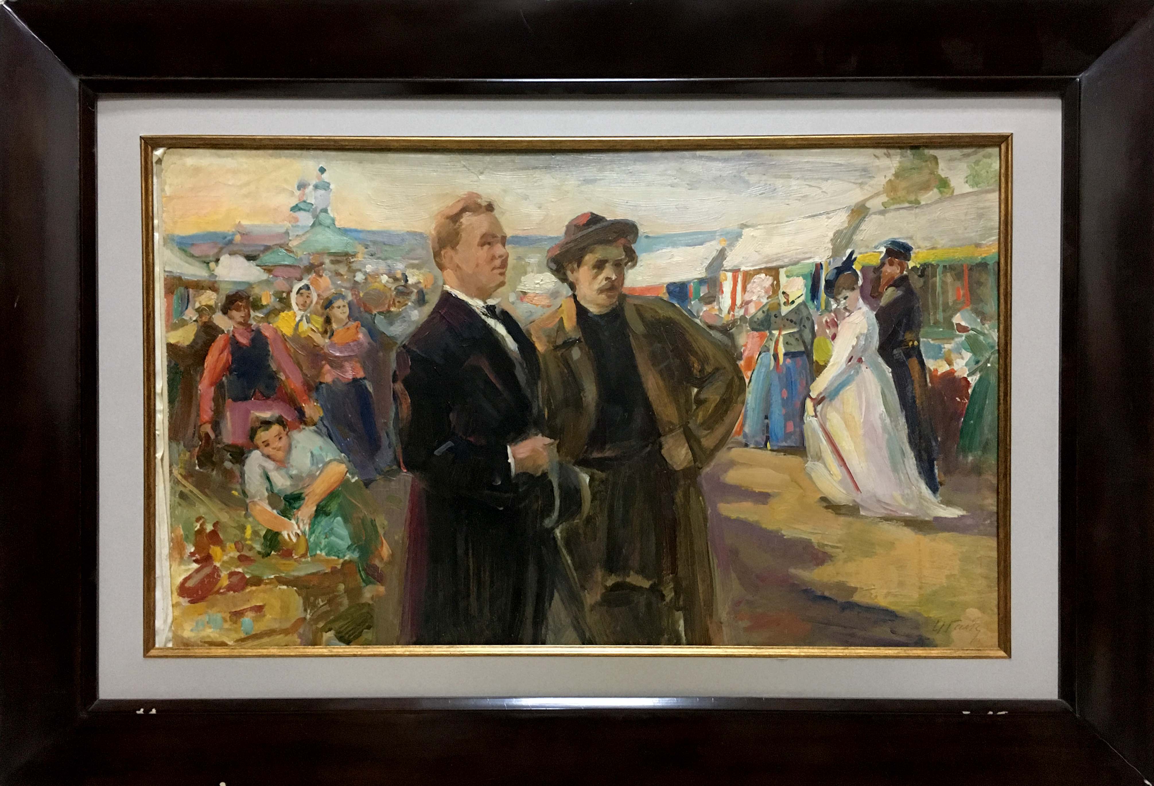 Oil painting Portrait of men at the market Gantman Moses Faybovich