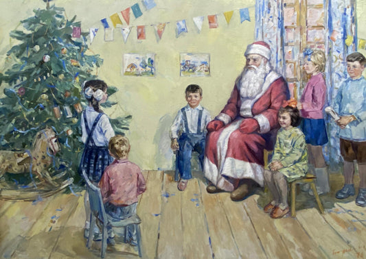 Oil painting Meeting with Santa Claus Borisov Alexander Alekseevich
