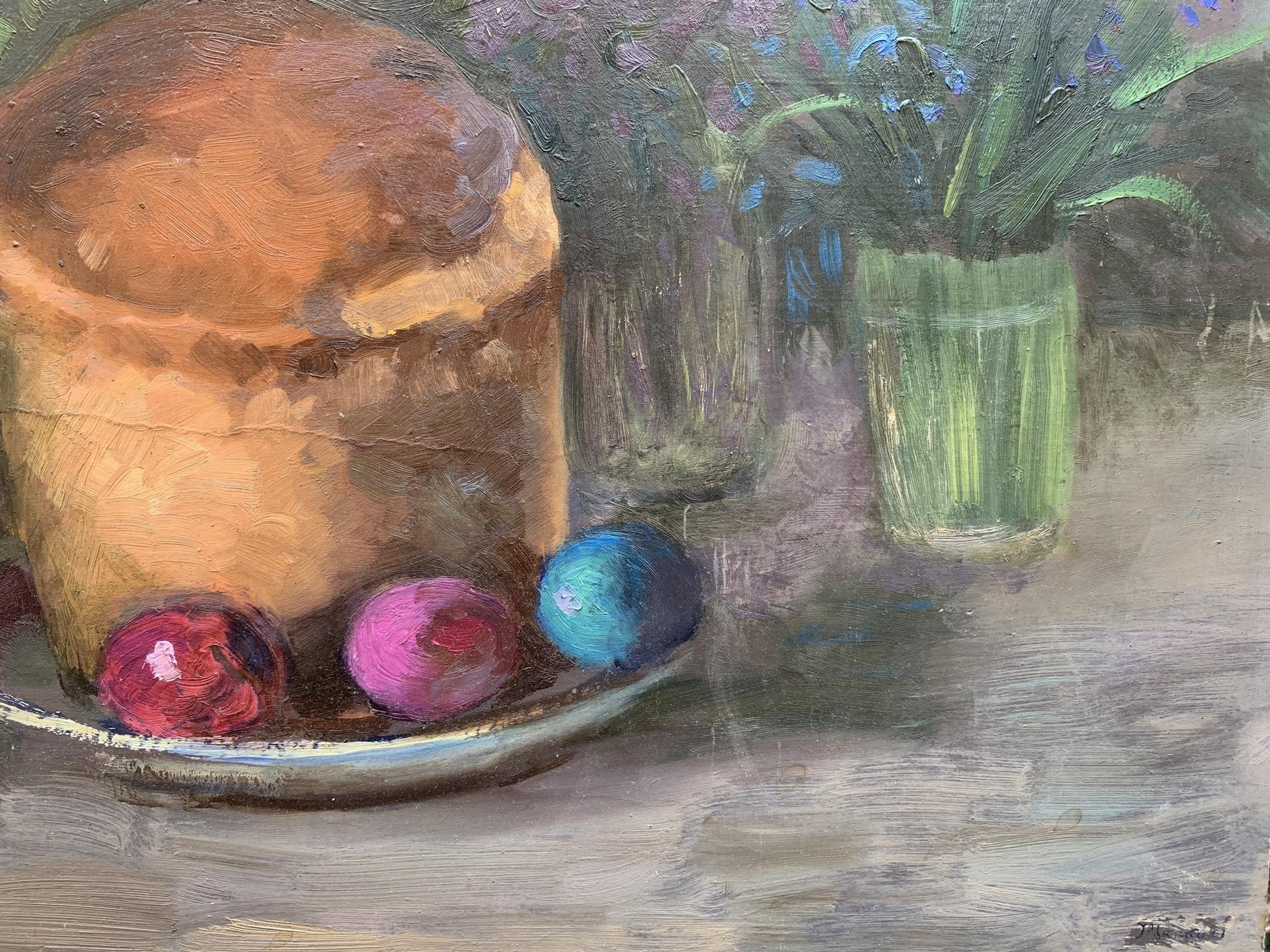 Tsyupka's "Pasca" oil painting, illustrating festive Easter baking.