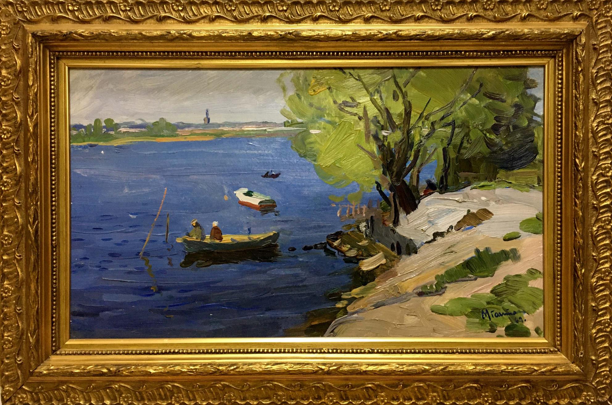 Oil painting Boats near the shore Gantman Moses Faybovich