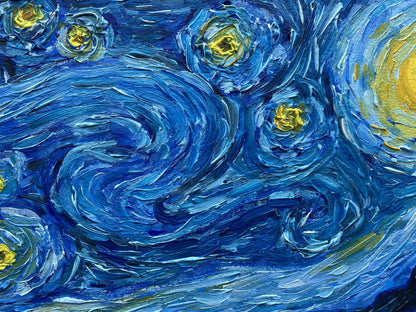 Abstract oil painting Copy of Van Gogh "Moonlit Night" Valeria Barabash