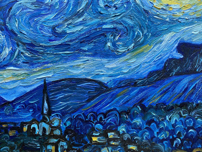 Abstract oil painting Copy of Van Gogh "Moonlit Night" Valeria Barabash