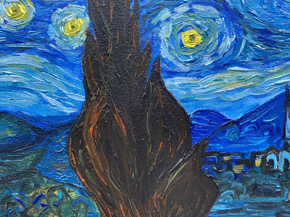 Abstract oil painting Copy of Van Gogh "Moonlit Night" Valeria Barabash