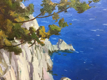 Oil painting River along the cliffs Levichev A.
