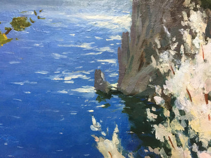 Oil painting River along the cliffs Levichev A.