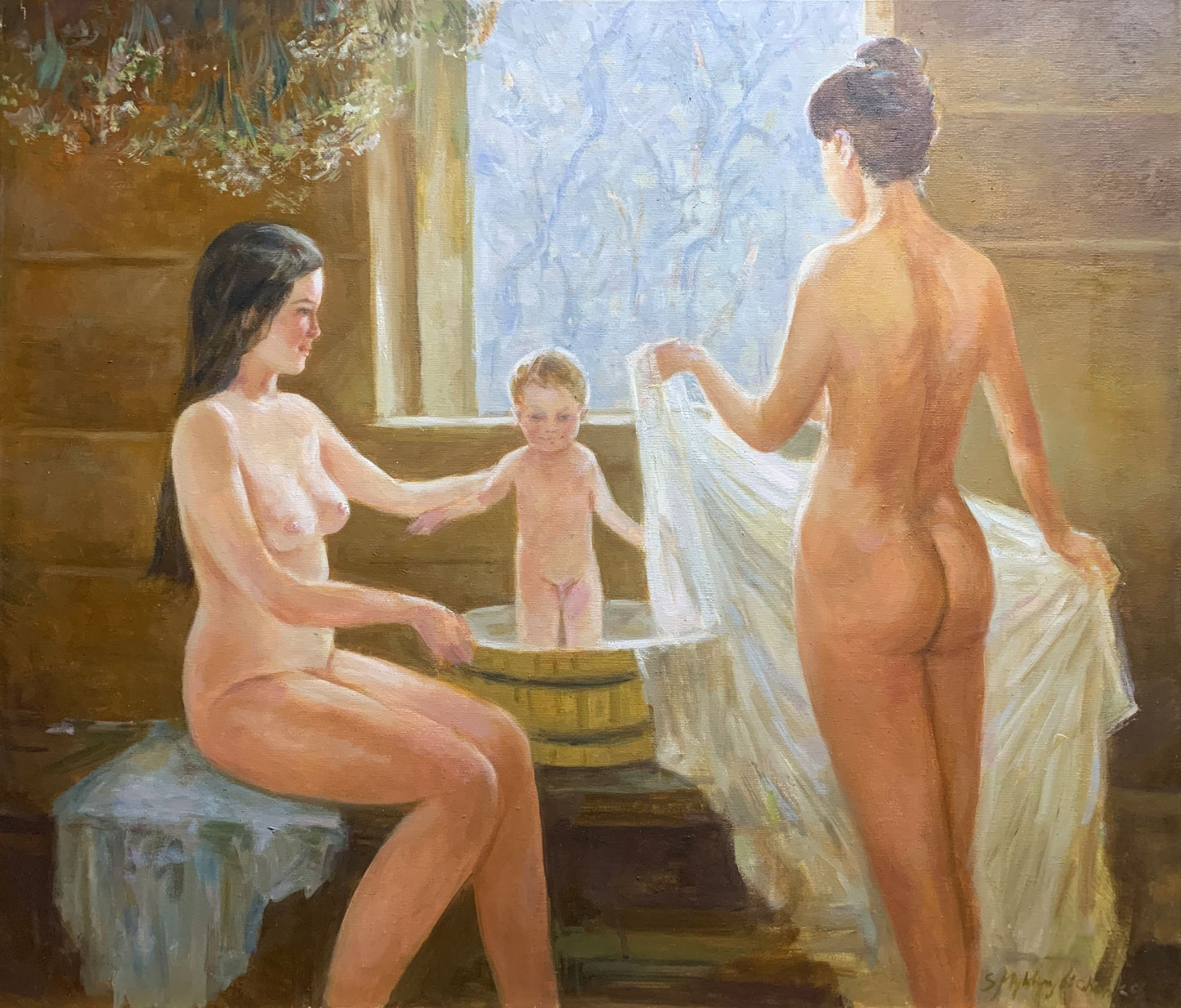 Oil painting in the bath Viktor Mikhailichenko