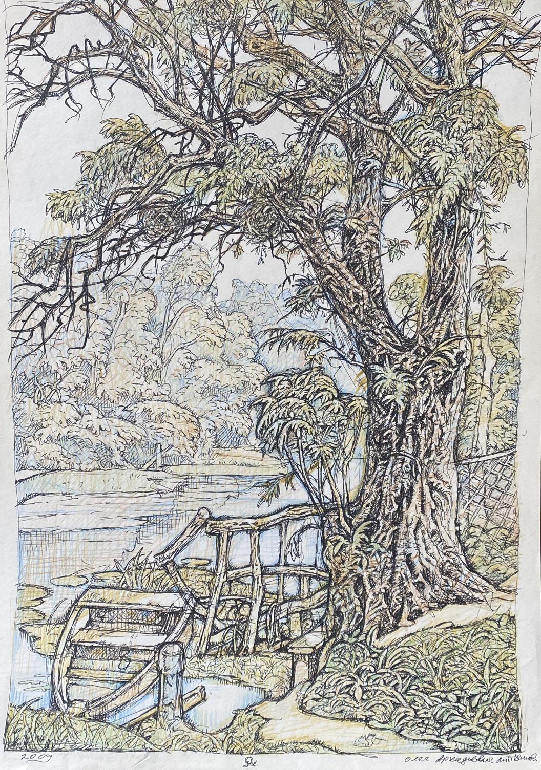 Ink,pencil painting On the river Litvinov Oleg Arkad'yevich