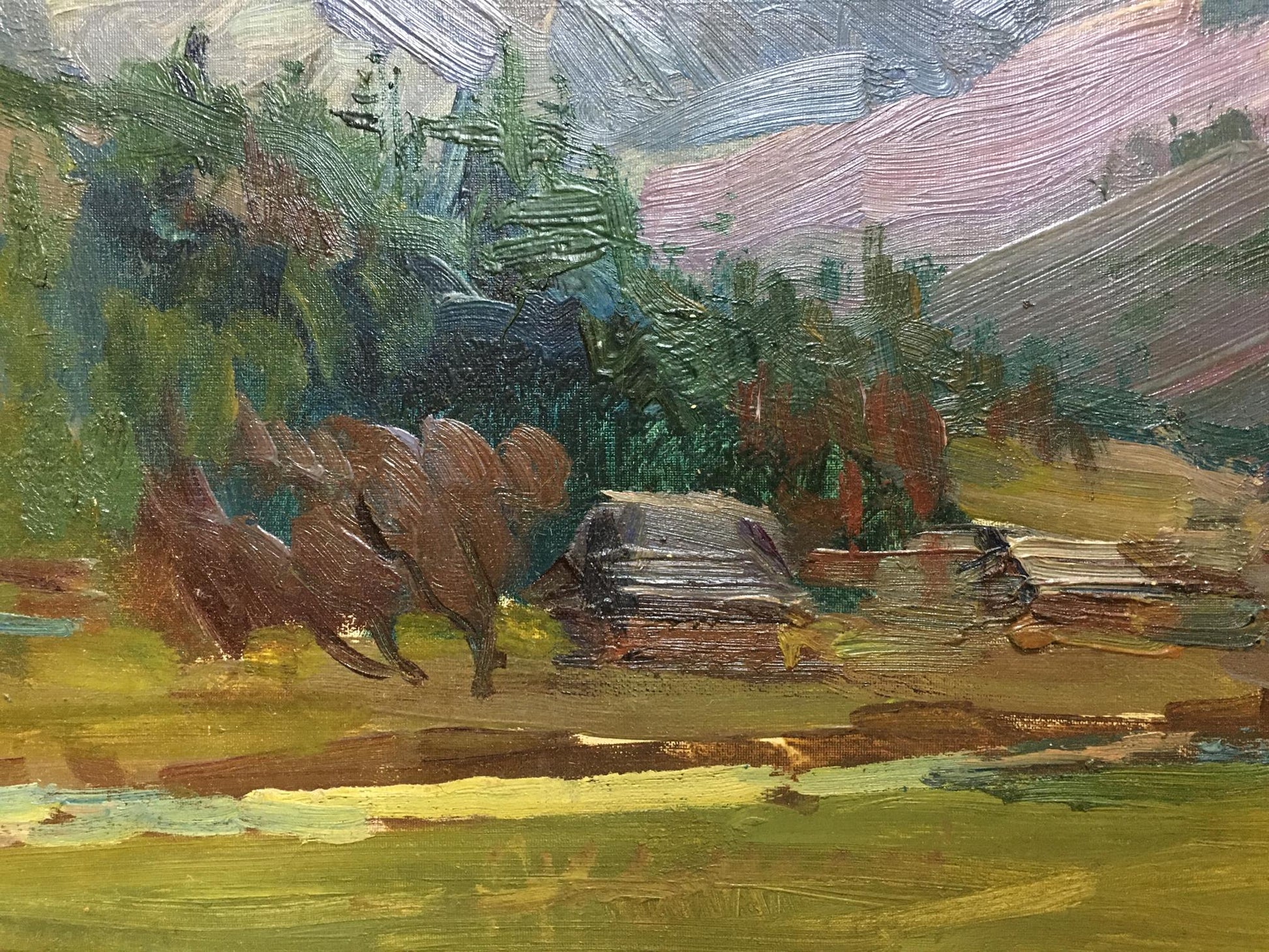 Oil portrayal of a mountain landscape by Nikolay Petrovich Glushchenko